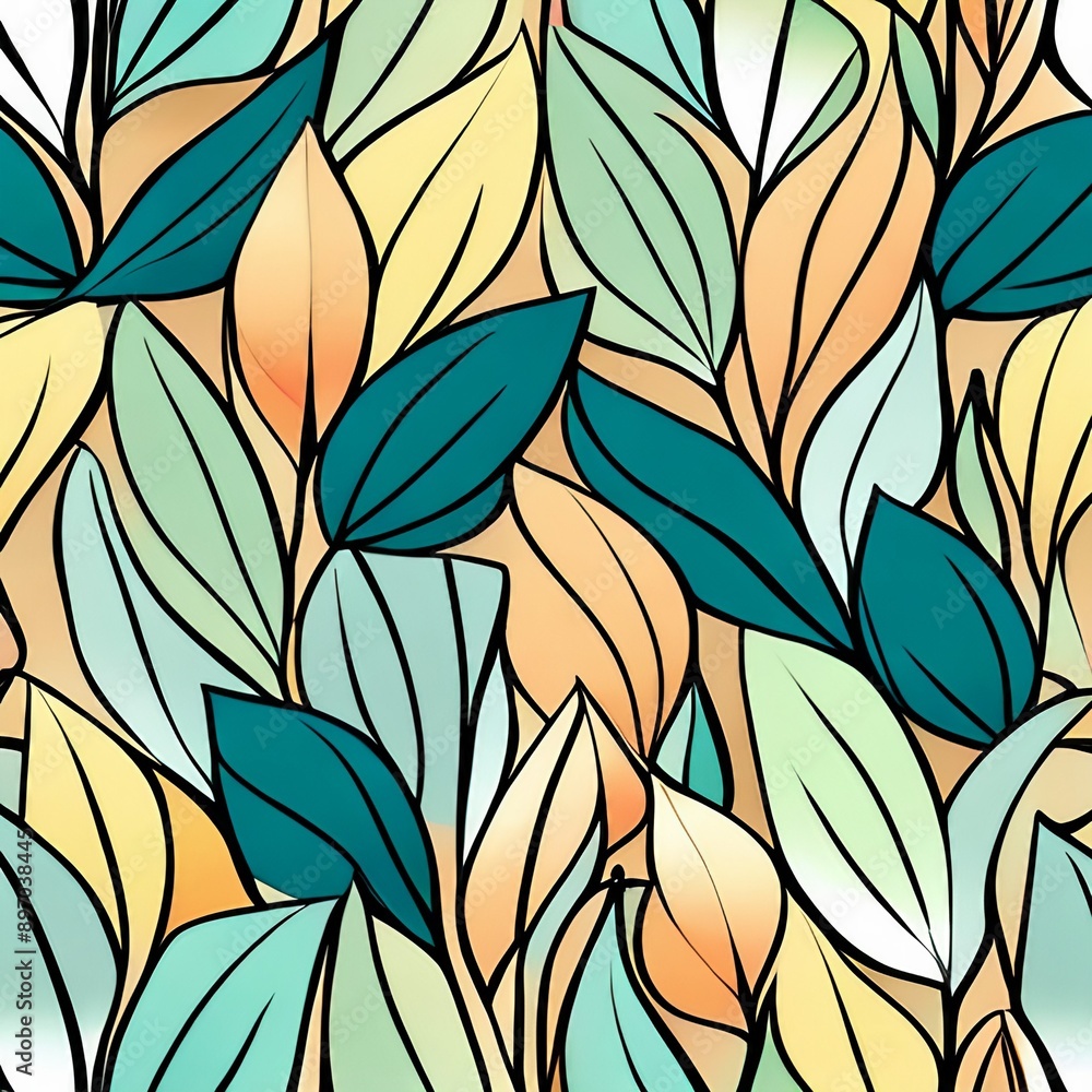 Fototapeta premium seamless pattern with leaves