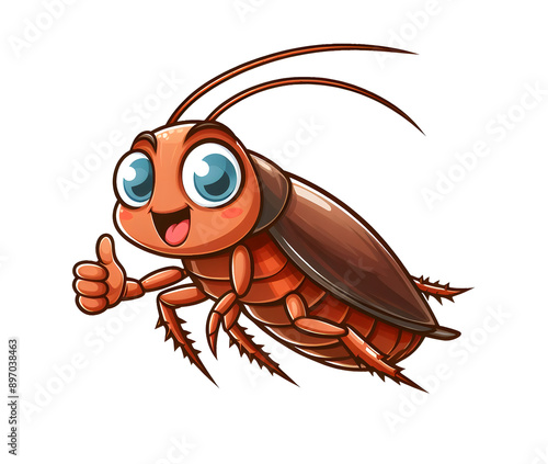vector smiley cockroach cartoon  illustration isolated on transparent background