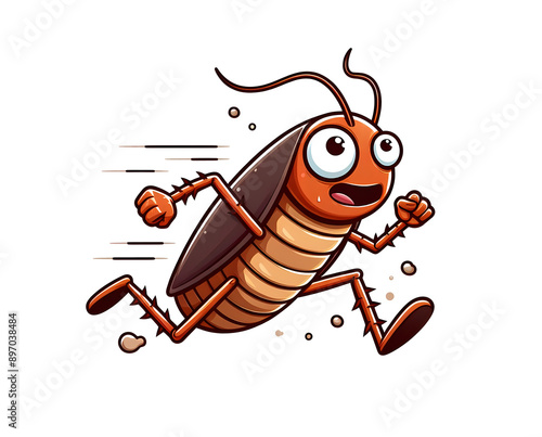 vector running scared cockroach cartoon vector illustration isolated on a transparent background