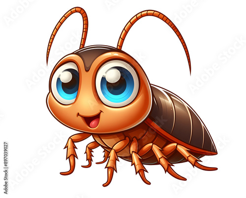cute cartoon cockroach 2d illustration isolated on transparent background