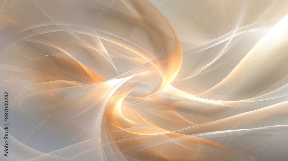 Fototapeta premium Captivating golden light beams dance and twist in a dynamic abstract backdrop, forming a sleek and cutting edge design ideal for digital creations