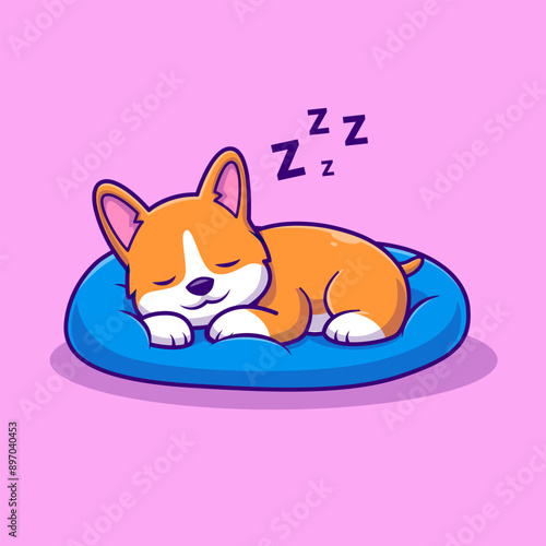 Cute Corgi Dog Sleeping On Pillow Cartoon Vector Icon
Illustration. Animal Nature Icon Concept Isolated Premium
Vector. Flat Cartoon Style
