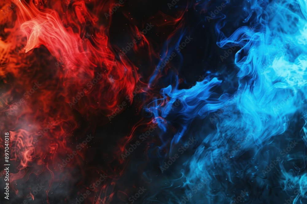 Blue Fire. Abstract Bright Colours of Blue and Red Fire on Black Background Blue Fire. Abstract Bright Colours of Blue and Red Fire on Black Background