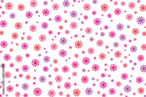 Seamless flower design pattern for fabric and paper print. Floral design pattern. Cute seamless pink flowers on white background. Illustration for fabric, textile, gift wrapping, background.