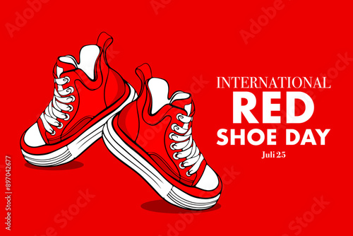 vector illustration of red shoes with text, red sneakers, vector illustration for banner, poster, card, poster, flyer, brochure