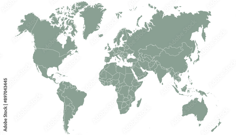 Obraz premium World map. Grey modern vector map. Silhouette map