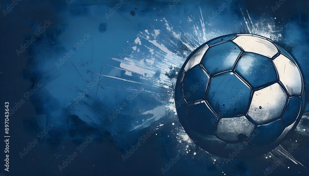 Fototapeta premium Soccer ball on blue background