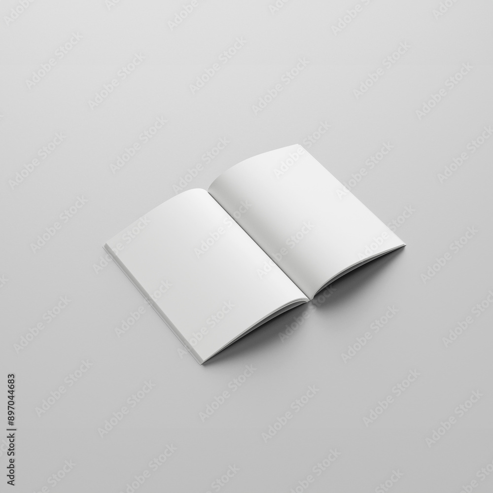 Opened White Book. Blank Cover Of Magazine, Book, Booklet, Brochure Isolated On White Background. Mock Up Template. 3D rendering. Opened White Book. Blank Cover Of Magazine, Book, Booklet, Brochure Isolated On White Background. Mock Up Template. 3D rendering.