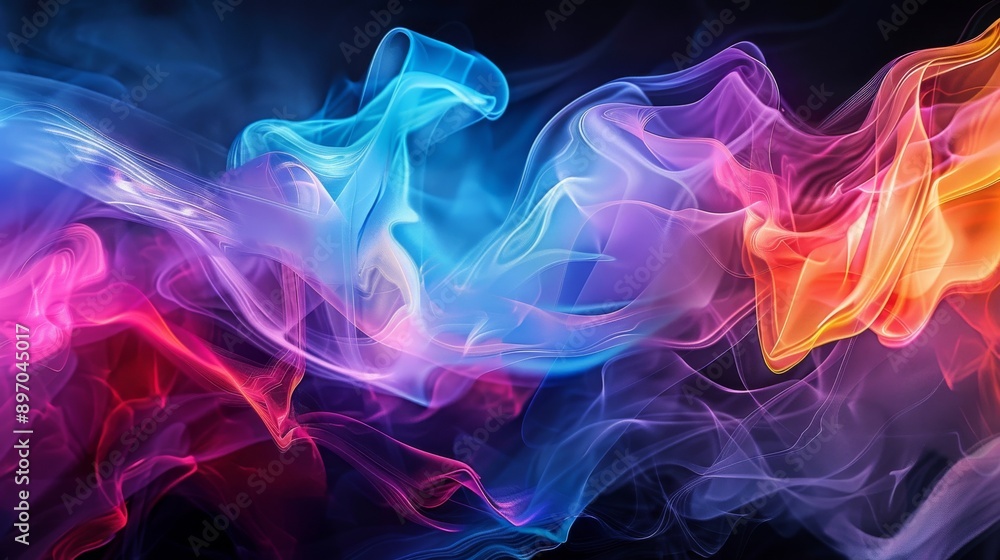 Vibrant Pink and Blue Abstract Smoke on Black Background Vibrant Pink and Blue Abstract Smoke on Black Background