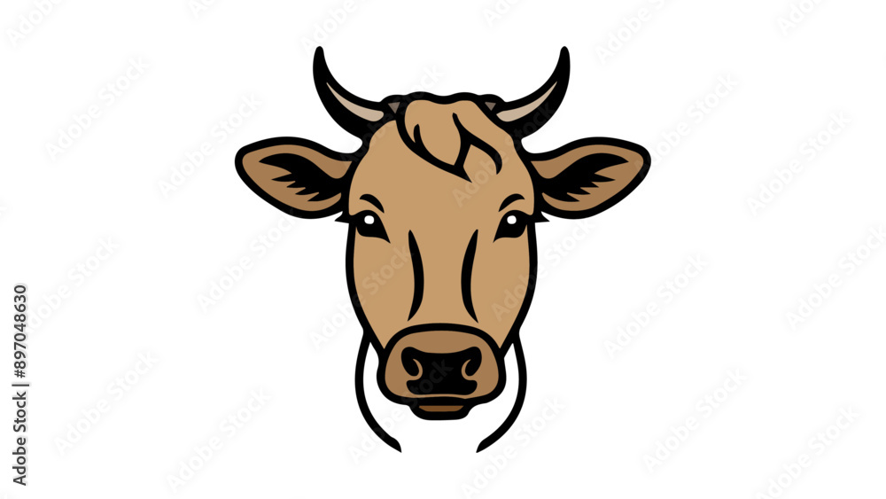 portrait of a brown cow illustration in vector on whtie backgound portrait of a brown cow illustration in vector on whtie backgound