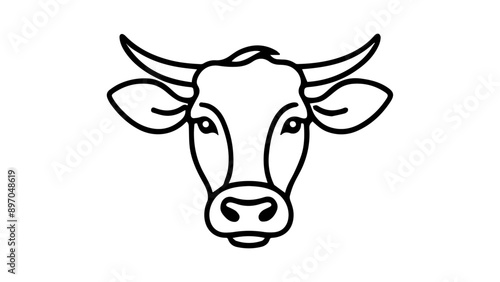 very simple head of a bull in vector, very simple cow head sign vector illustration