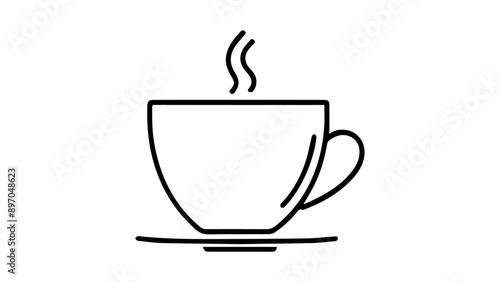 simple cup of coffee sign outline illustration in vector