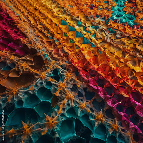 Abstract patterns resembling a kaleidoscope of colors and shape photo