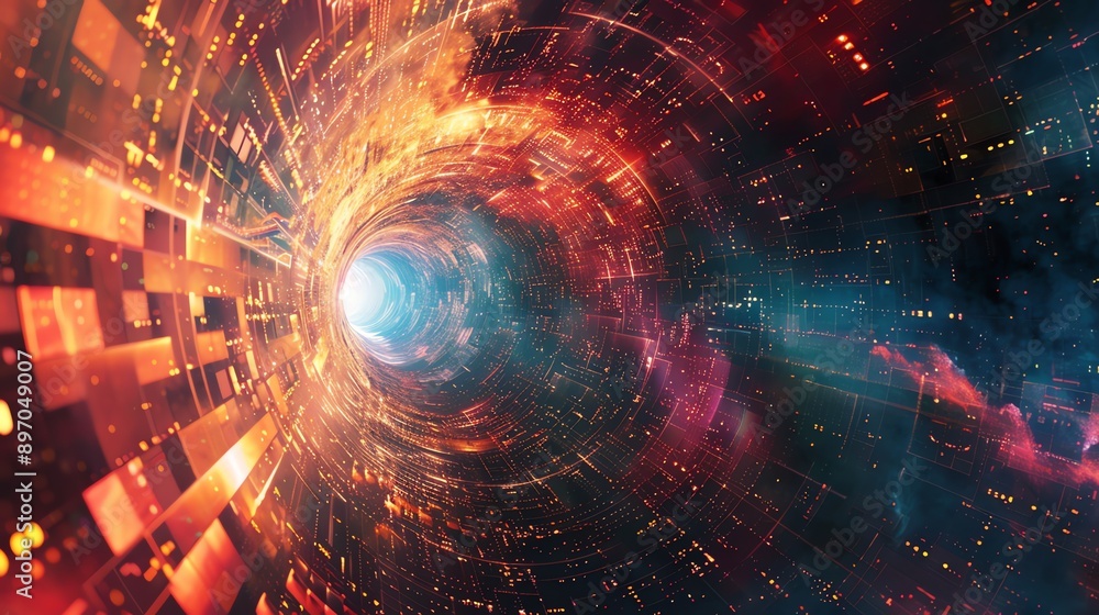 Fototapeta premium Ethereal firewall barrier in cyberspace, safeguarding digital information