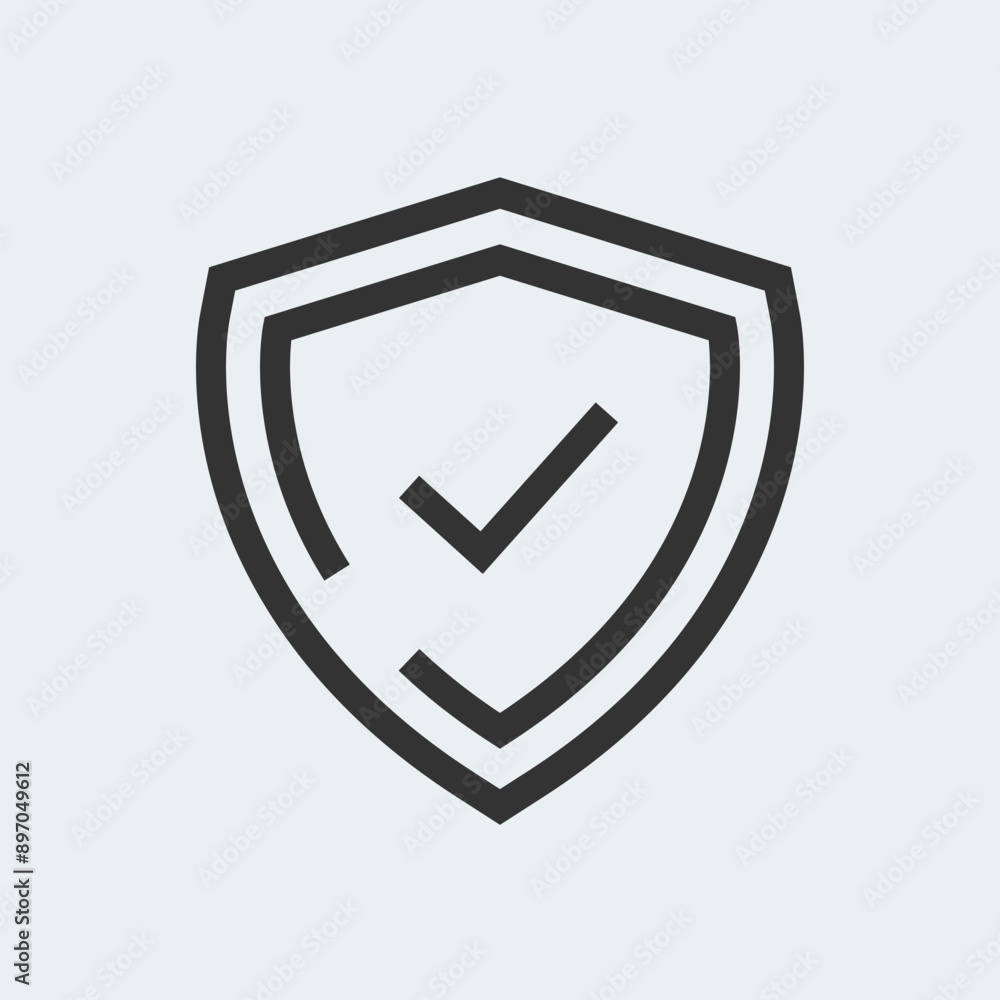 Shield with check mark line icon vector design Shield with check mark line icon vector design