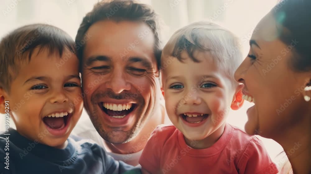 Happy family laughing together, close-up portrait Happy family laughing together, close-up portrait