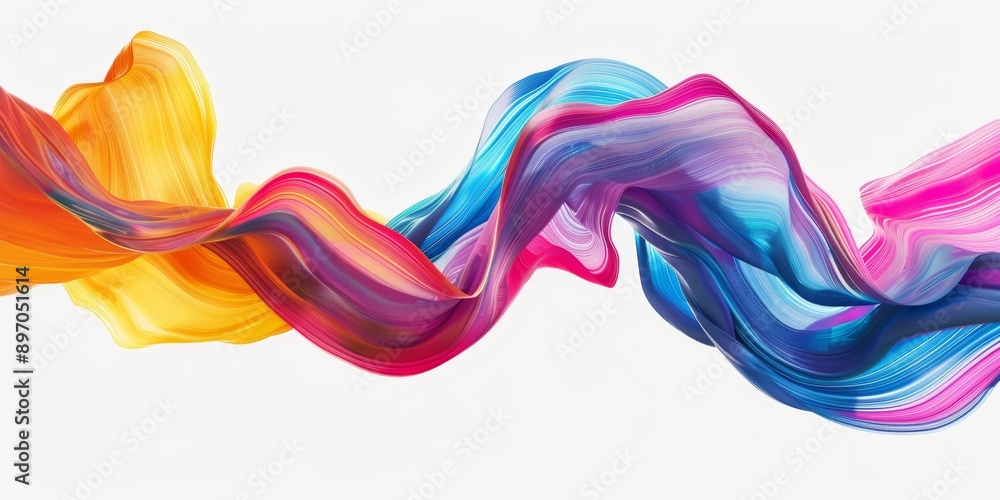 Color brush paint ribbon stroke swirl abstract splash background wave. Brush brushstroke color ribbon paint stroke flow shape wavy design paintbrush pen fluid rainbow element texture acrylic 3D line