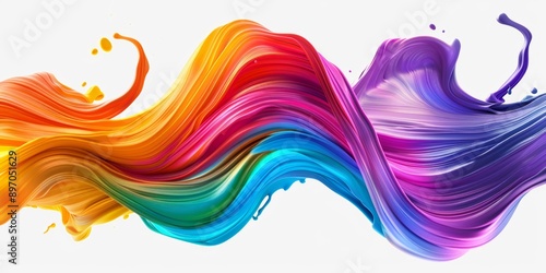 Wallpaper Mural Color brush paint ribbon stroke swirl abstract splash background wave. Brush brushstroke color ribbon paint stroke flow shape wavy design paintbrush pen fluid rainbow element texture acrylic 3D line Torontodigital.ca