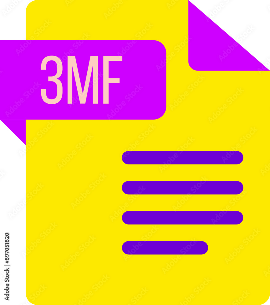 3MF File icon with dark ciolor and folded doc 3MF File icon with dark ciolor and folded doc
