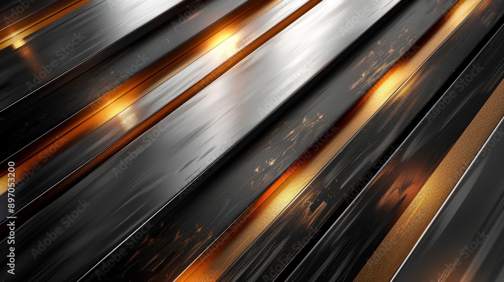 Shiny Steel and Gold Stripes Background Shiny Steel and Gold Stripes Background
