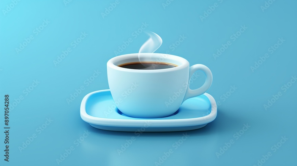 Steaming Coffee Cup on Blue Background Steaming Coffee Cup on Blue Background