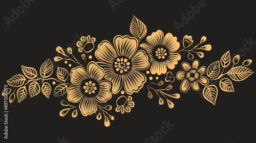 Golden Floral Henna Design