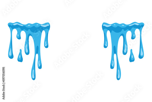 Cartoon tear drops icon. Sorrow cry streams, tear blob. Crying fluid, falling blue water drops. Isolated vector for sorrowful character weeping expression. Wet grief droplets