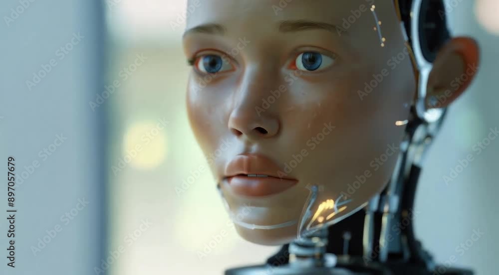 Female Robot with Human-Like Features - Advanced Android with Realistic Appearance Female Robot with Human-Like Features - Advanced Android with Realistic Appearance