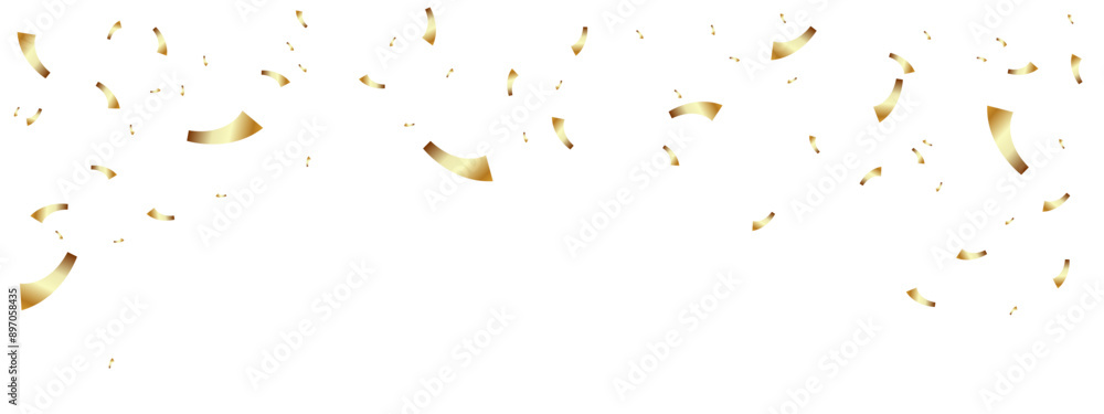 Gold Confetti explosion on transparent background with copy space for text or design elements. Pieces of shiny gold paper flying. Vector illustration. Gold Confetti explosion on transparent background with copy space for text or design elements. Pieces of shiny gold paper flying. Vector illustration.