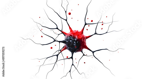 one brain cell on transparent background at center  photo