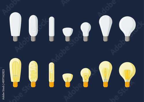 ligth bulbs and power plug design on blue background