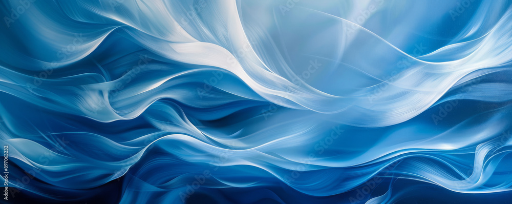 Obraz premium Abstract blue and white flowing waves, smooth