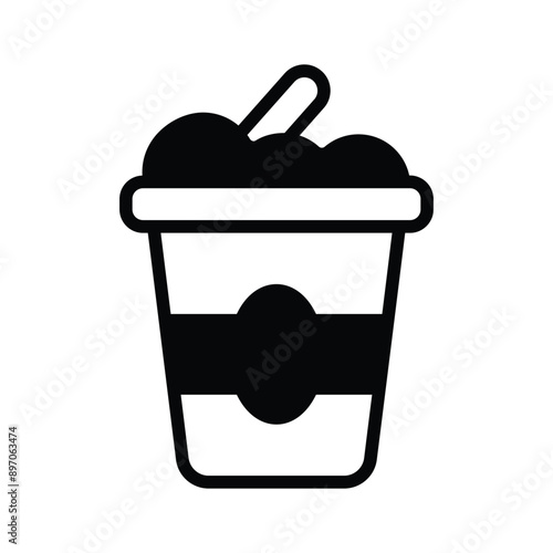 A yogurt icon representing a container of creamy, fermented dairy product, often consumed as a snack or dessert.