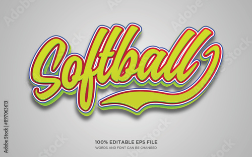 Softball 3D editable text style effect
