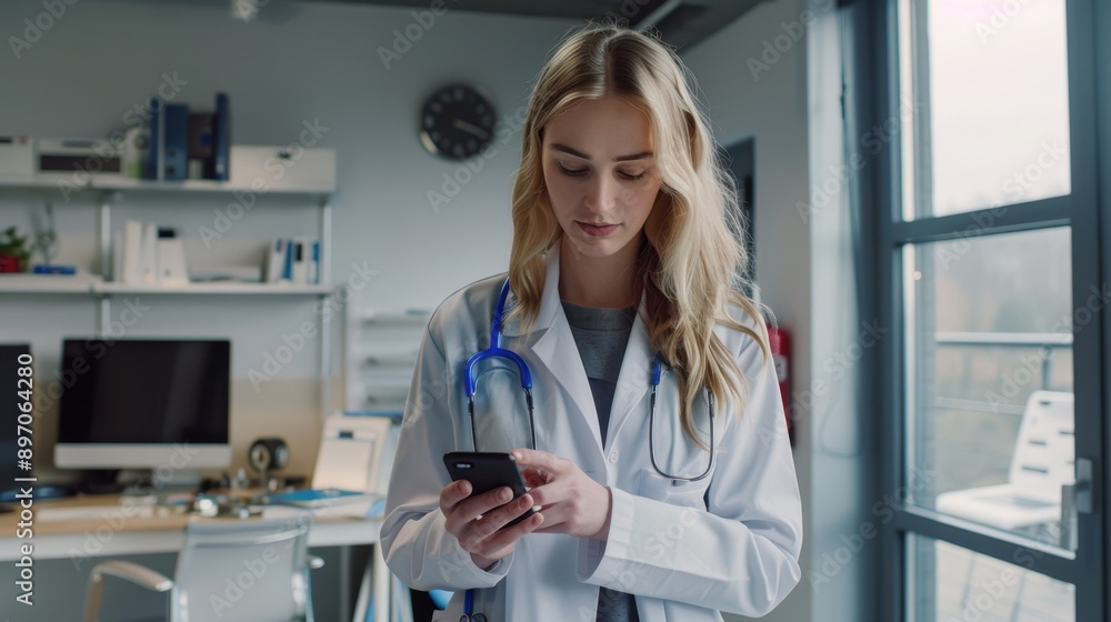 The doctor using smartphone The doctor using smartphone