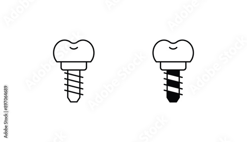 dental implant icon design with white background stock illustration