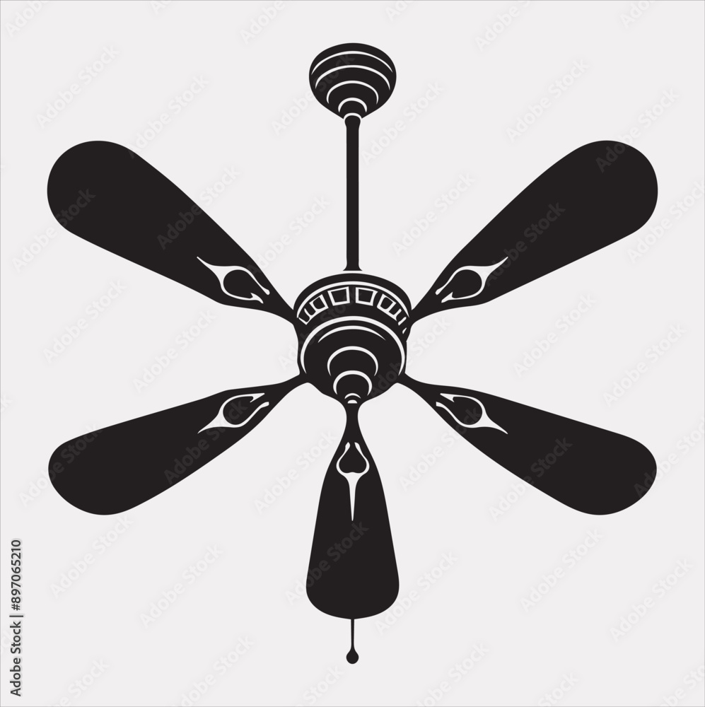 a ceiling fan silhouette vector on a white background a ceiling fan silhouette vector on a white background