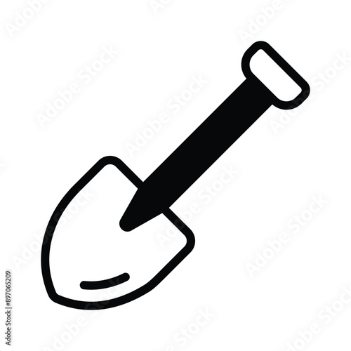 A shovel icon representing a tool used for farming, gardening and digging.