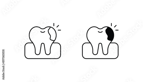 dental cavity icon design with white background stock illustration