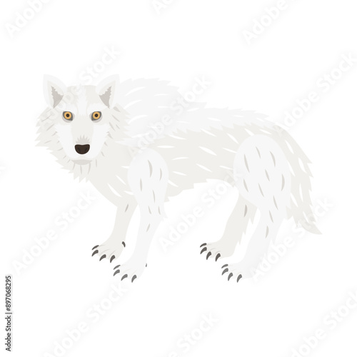 ホッキョクオオカミ。フラットなベクターイラスト。
Arctic wolf. Flat vector illustration.