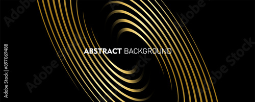 Black abstrack background. geometric line pattern. modern shiny gold gradient lines. luxury gold background. futuristic technology. dark, gold, wallpeper, pamphlet, illustration, business, metal, photo