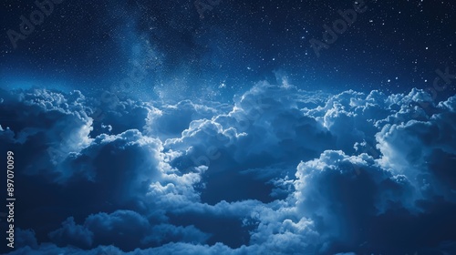 Space Clouds. Artistic Concept of Night Sky with Stars and Lunar Month Background