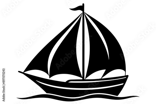 A sail boat vector art illustration, white background