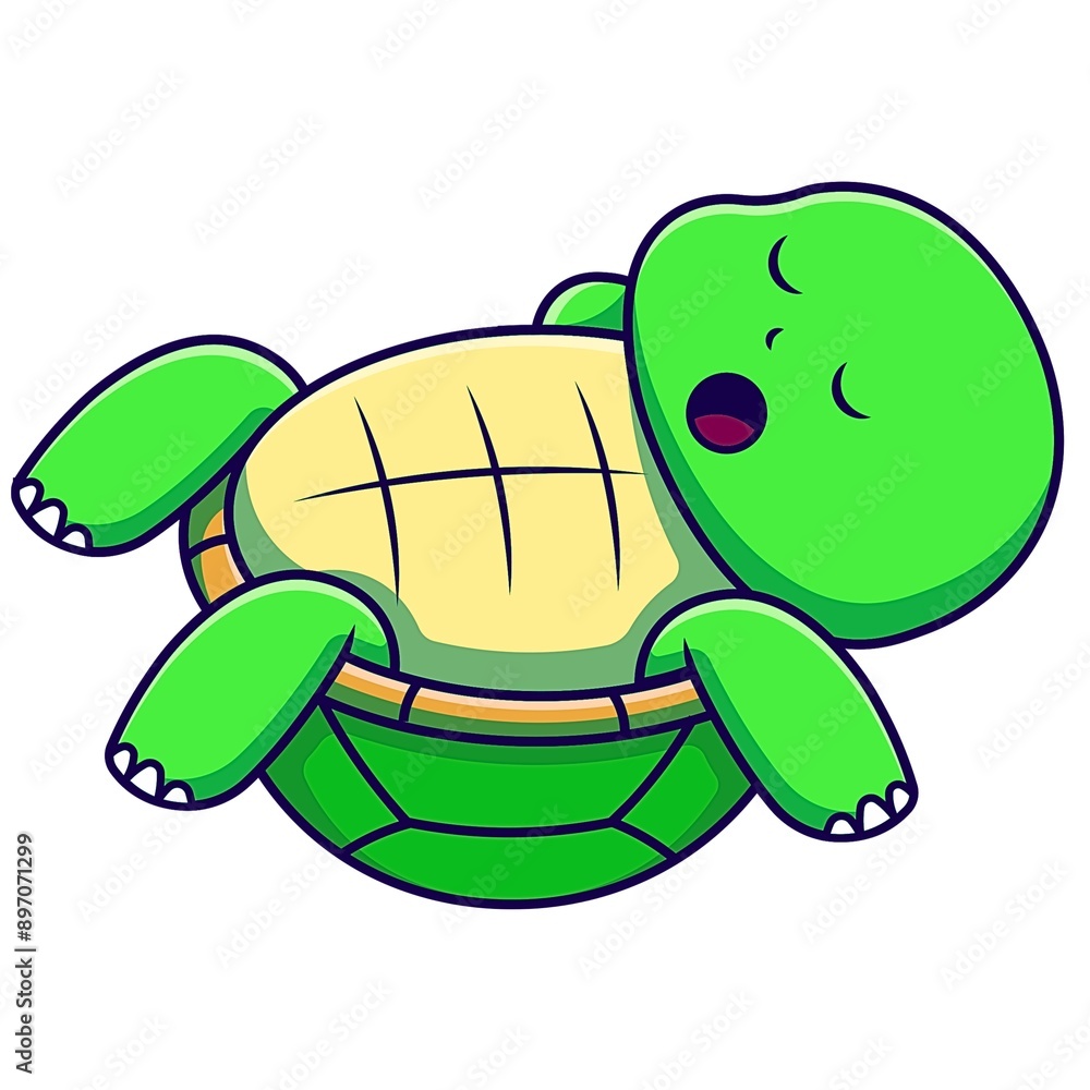Obraz premium Cute Sleeping Turtle Cartoon Illustration