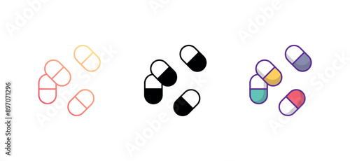 Pills icon design with white background stock illustration