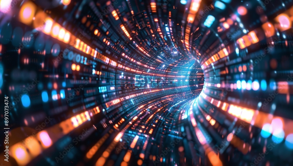 Digital Tunnel of data Light Background Digital Tunnel of data Light Background