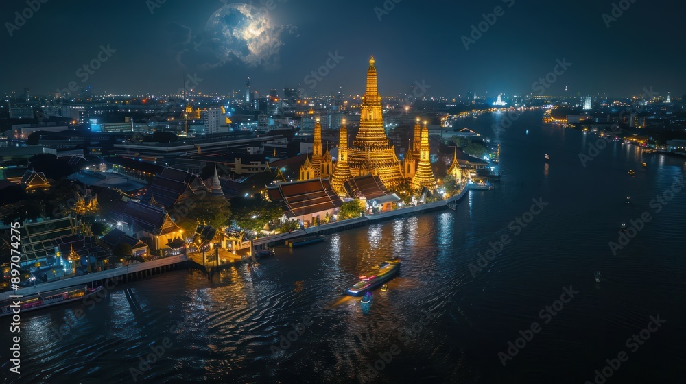 Take photos of the beautiful Wat Arun Ratchawararam Ratchawarawihan in Bangkok, Thailand. Take photos of the beautiful Wat Arun Ratchawararam Ratchawarawihan in Bangkok, Thailand.