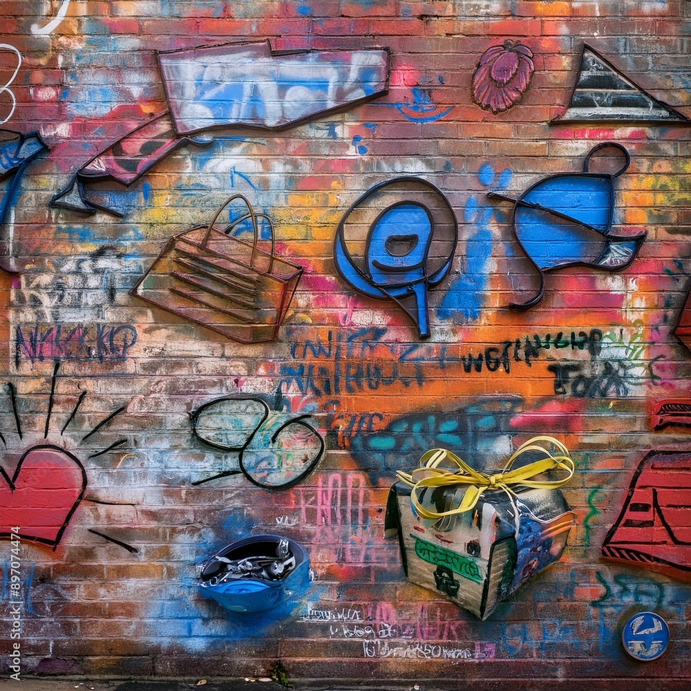 Fototapeta premium ストリートアートで描かれるおしゃれでクールなグラフィティアート