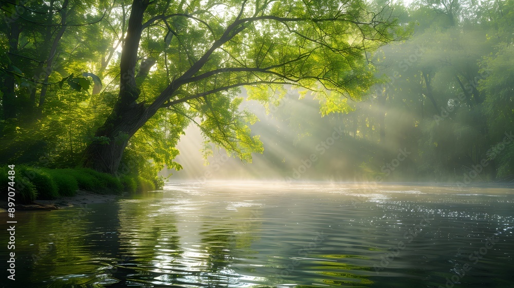 Serene Summer Scene. Nature's Beauty concept Serene Summer Scene. Nature's Beauty concept