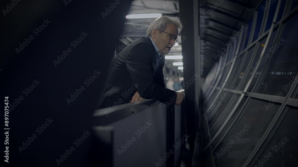 A businessman appears deeply engaged in contemplation within a modern office environment A businessman appears deeply engaged in contemplation within a modern office environment